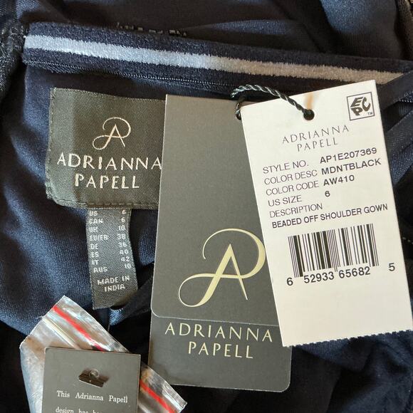 Adrianna Papell Beaded Off the Shoulder Evening Gown Blue Size 6 Formal Dress - Picture 7 of 10